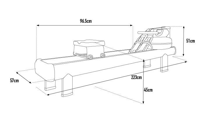 WaterRower M1 HiRise dimensions