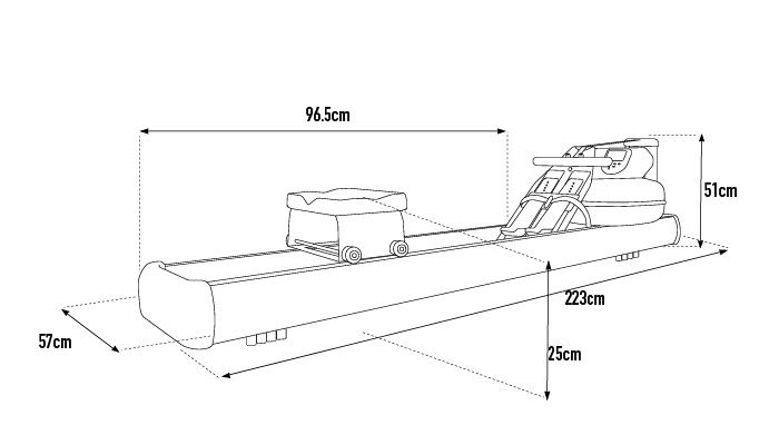 WaterRower M1 HiRise dimensions